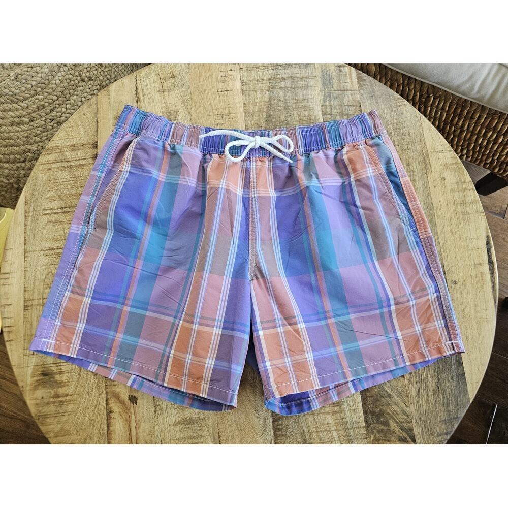 J. Crew 6" Swim Trunk Yarn-Dyed Plaid Shorts Men's Size Large‎ New Preppy